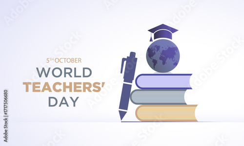 World Teachers' Day Banner Design | Thank You Teacher Vector | Appreciation Poster & Classroom Illustration