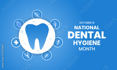 Dental Hygiene Month Banner Illustration | October Oral Health Awareness Vector