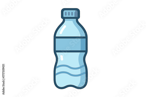 Vector cartoon icon of a milk bottle in flat style with transparent background, simple design, reusable packaging concept, dairy product container illustration