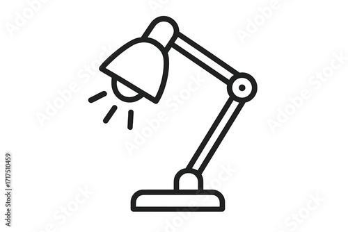 Table lamp icon line vector. Workspace light symbol. Simple adjustable desk lamp illustration. Concept for study, office, electricity, home office, work, idea, knowledge.
