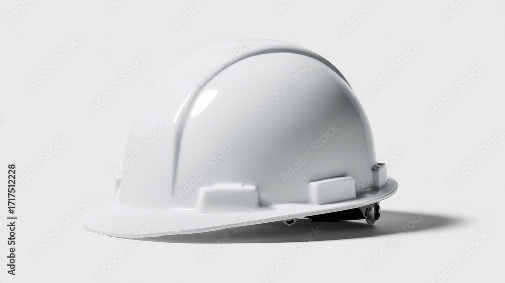 Fototapeta premium clean white construction hard hat is displayed on a light background, symbolizing safety, professionalism, and protection in industrial and building environments