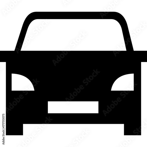 Car Icon Silhouette front view, vector illustration isolated on white background