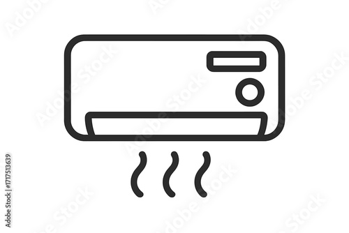 Air conditioner icon, AC linear symbol. Climate control concept. Cooling, heating, ventilation system. Hvac technology equipment. Home appliance. Vector graphic illustration.