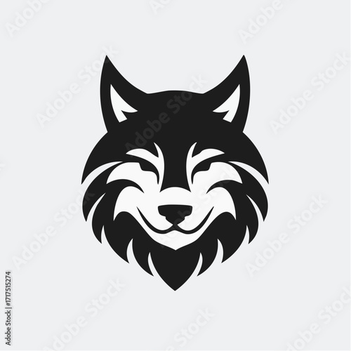 Stylized Wolf Head Icon Black and White