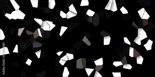 Abstract geometric mosaic pattern with irregular polygons in black white gray and subtle purple tones