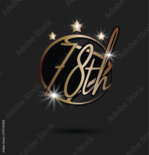 Golden 75th anniversary logos celebrating seventy-five years on dark background	
