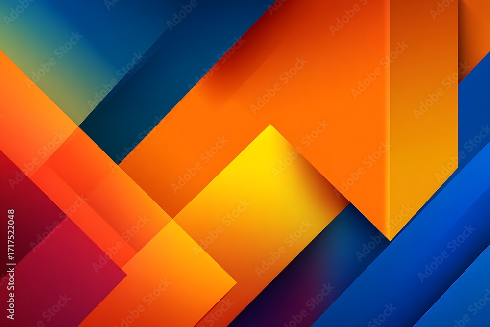 Fototapeta premium A vibrant graphic design featuring overlapping geometric shapes in bold, contrasting colors, creating a dynamic visual effect.