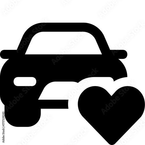 Car Icon Silhouette front view, vector illustration isolated on white background