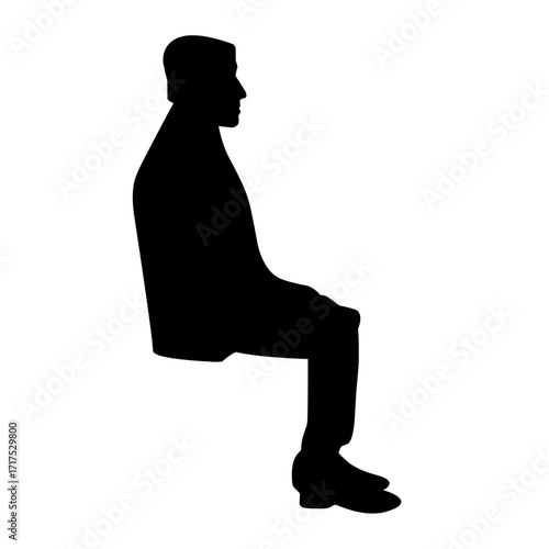 sitting people silhouette vector