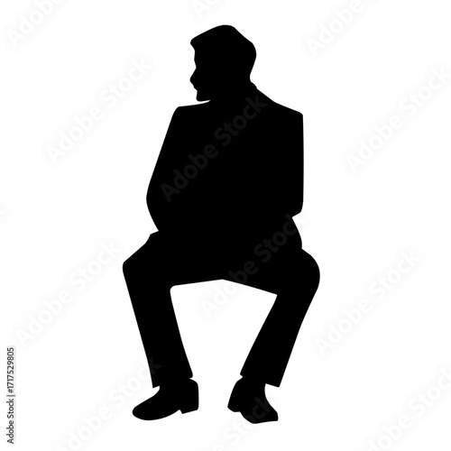 sitting people silhouette vector