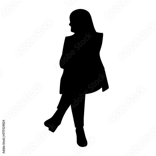 sitting people silhouette vector
