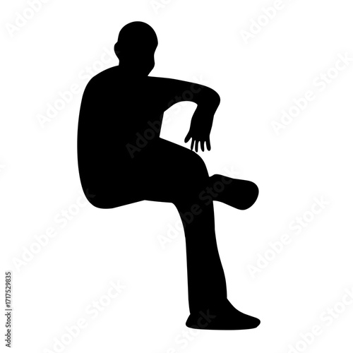 sitting people silhouette vector