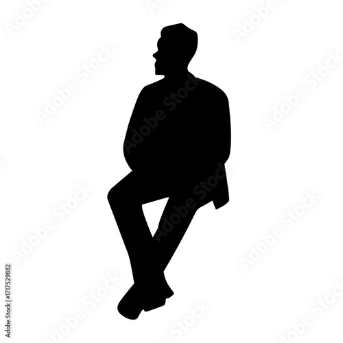 sitting people silhouette vector