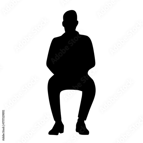 sitting people silhouette vector