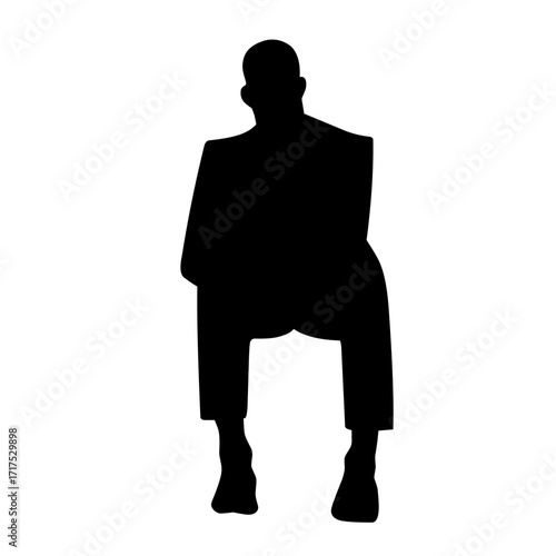 sitting people silhouette vector