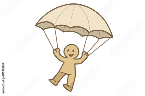 Cartoon mountain character with sunglasses holding parachute, happy outdoor adventure vector illustration with transparent background, fun skydiving, extreme sports design