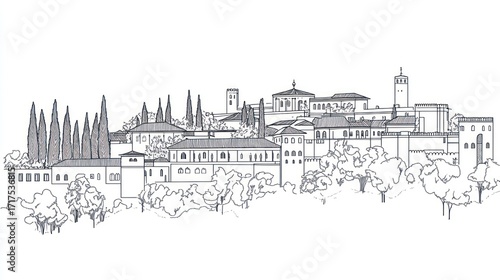 Cityscape sketch monochrome