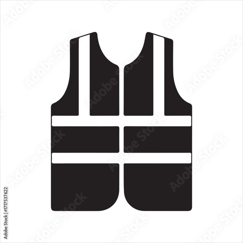 Safety vest silhouette vector art illustration on white background