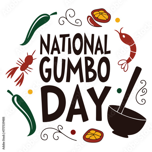 NATIONAL GUMBO DAY vector illustration design
