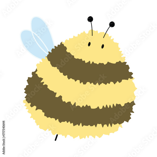 Bee Single 3 cute on a White background, vector illustration.
