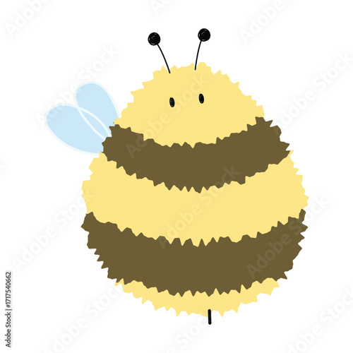 Bee Single 5 cute on a White background, vector illustration.