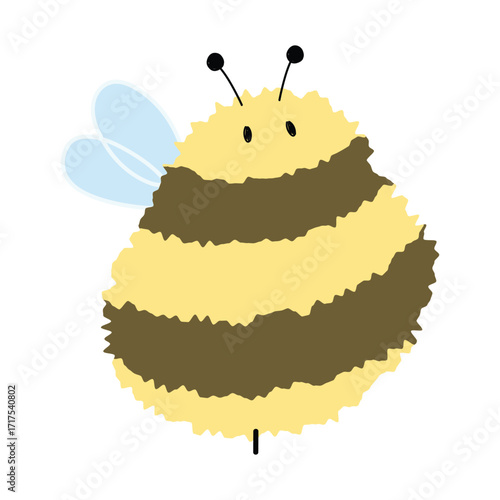Bee Single 21 cute on a White background, vector illustration.