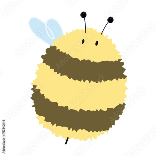 Bee Single 26 cute on a White background, vector illustration.