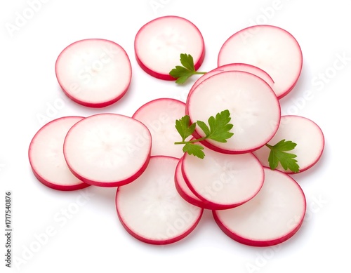 Sliced radishes with parsley