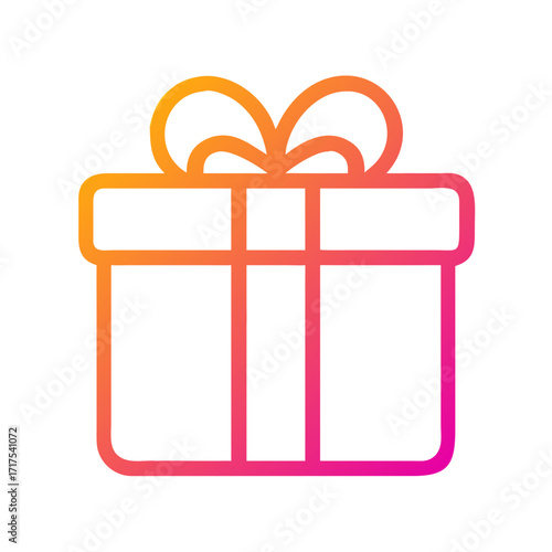 Gift box with ribbon in gradient colors for celebrations  