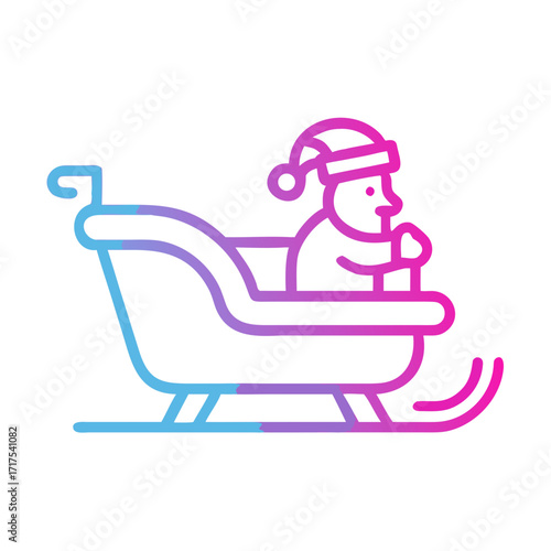 Santa Claus sitting in sleigh with holiday spirit and decorations  