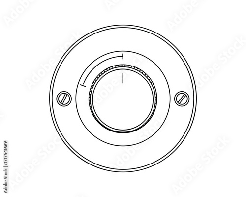 Detailed circular control dial with arrow indicator for setting adjustment and value.