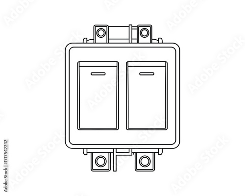 Dual Light Switch Illustration: A Detailed Black and White Technical Electrical Diagram