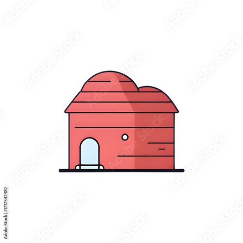 Cozy Red House Illustration Minimalist Design for Home Decor and Architecture