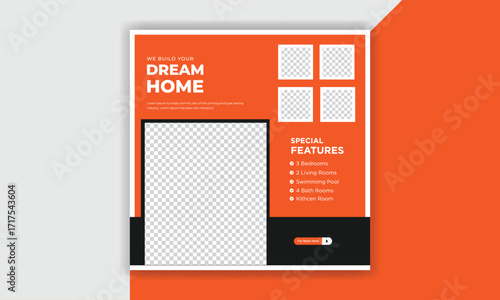 Home sale banner. Real estate poster. Web banner design.