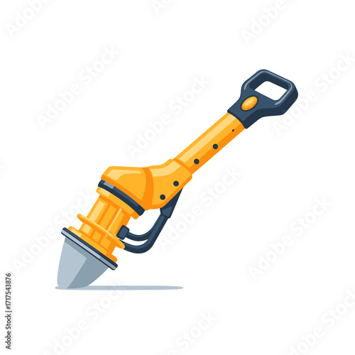 Yellow and dark gray robotic pipe cutter illustration.