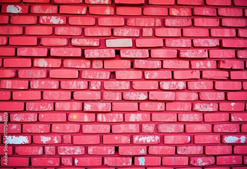 A vibrant crimson brick wall  weathered texture   macro   background