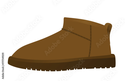 Brown chunky snow boot. vector	
