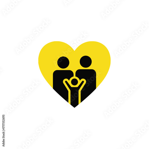 Vector art of family icon inside a yellow heart