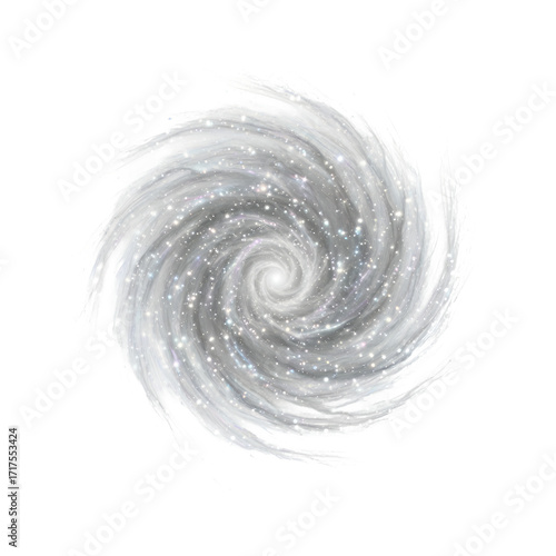 Abstract swirling galaxy, cosmic background, space art, nebula texture, silver glitter, spiral design, celestial wallpaper, universe pattern, white background, star field, fantasy backdrop, dream
