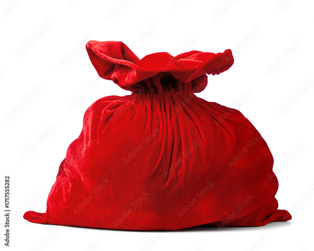 Φωτογραφία Red Santa Claus sack full of presents, PNG with transparent background