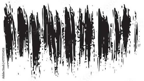 Abstract geometric straight brush strokes and bold lines, background with black scratches on white background, straight lines made in ink, abstract ink blots for design in grunge style