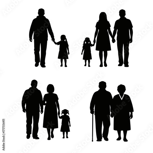 Generations walking together hand in hand symbolizing family love and support through life stages