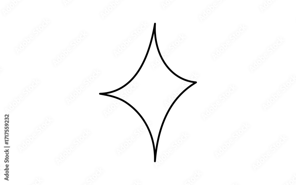 Fototapeta premium Hand Drawn Minimalist Thin Line Four Sided Point Star