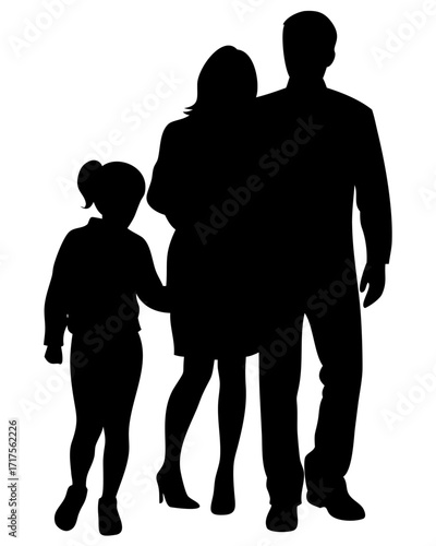 Family Silhouettes Isolated Vector Illustration Minimal Black Icon Human Figures Design