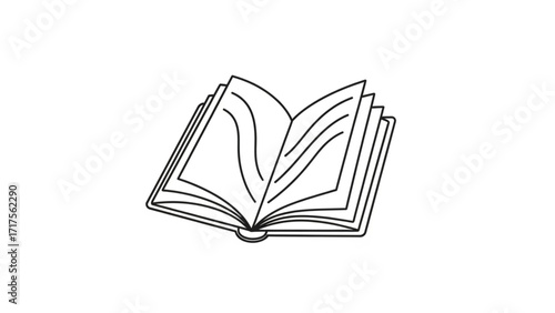 An open book with blank pages, symbolizing knowledge and creativity in a minimalist design