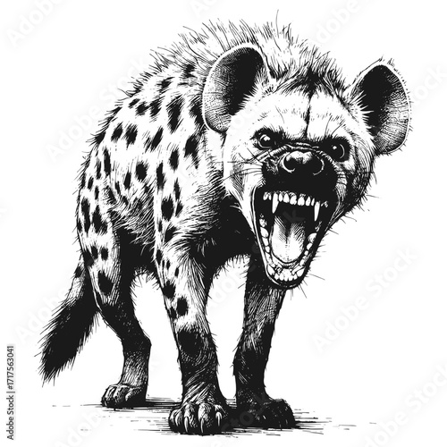 Hyena angry line art drawing ink sketch vector hand drawn illustration fury unleashed the face of a bad mood