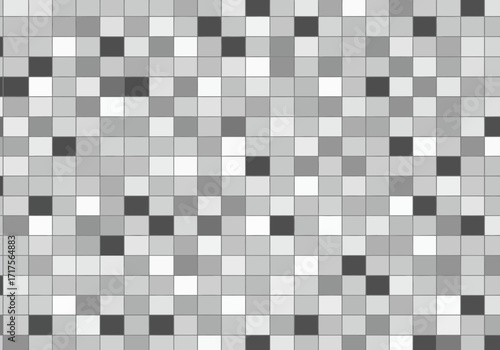 Monochrome tile mosaic background with random dark, gray and white squares, concept for floor design, wall coverings and artistic decorations