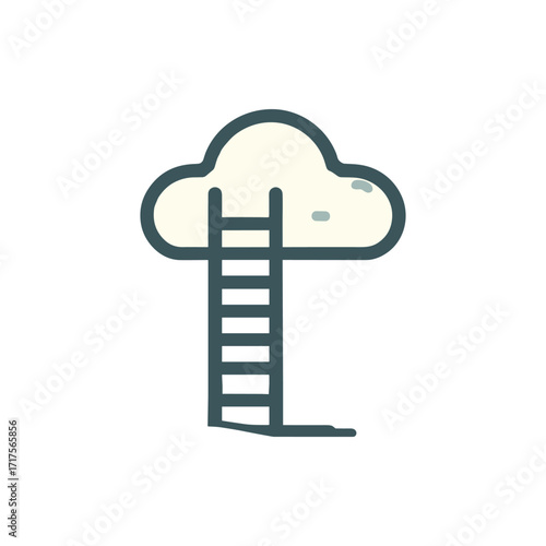 A whimsical illustration of a ladder leading to a fluffy cloud, symbolizing dreams and aspirations