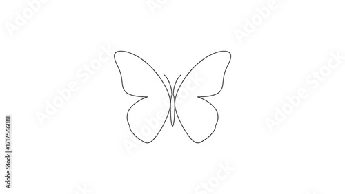 Minimalist outline of a butterfly symbolizing transformation and beauty on a white background