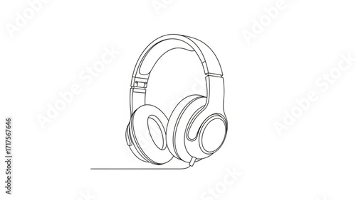 Minimalist outline of headphones showcasing design and functionality against a blank background